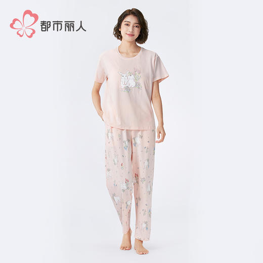 都市丽人女士莫代尔短袖套装薄棉莫拉架生活家居短袖类LHH2C2 商品图1