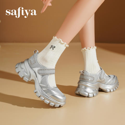 Safiya/索菲娅2025增高休闲烫钻一字带松糕厚底玛丽珍鞋SFD1111191 商品图6