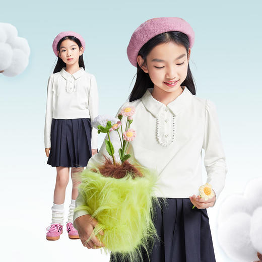 女童SORONA翻领长袖POLO衫春季新款安奈儿童装EG511007 商品图2