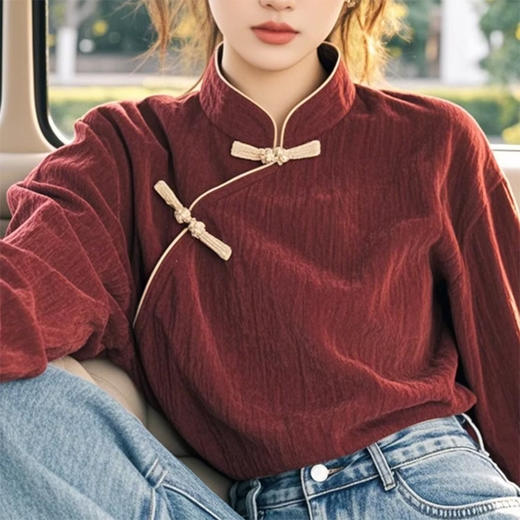 裁缝学苑AQ417新中式芯绒衬衫纸样女装新款小衫别致上衣版型样板 商品图1