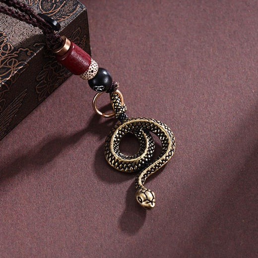 纯黄铜蛇钥匙扣 商品图0