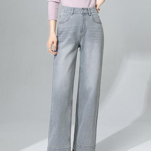【高货xg】全新升级【铂金会员183/天猫239/差价56】(33925) 洛诗琳灰色九分直筒牛仔裤2025春夏新款高腰显瘦阔腿裤女 商品图2