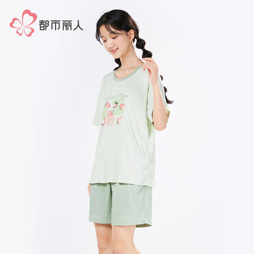 都市丽人女士特价棉质短袖套装薄牛奶丝泡泡绵超值精选短袖类LHH2J3 商品图2