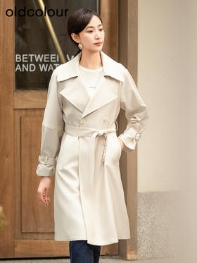 oldcolour春季新品时尚英伦风收腰显瘦通勤风衣外套女Q130414A1
