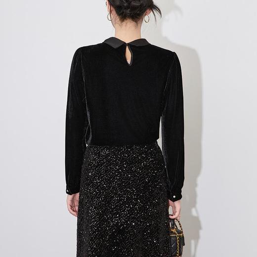 【高货wl】全新升级【铂金会员257/天猫339/差价82】(13107) 洛诗琳法式优雅圆领四方立绒衬衫2025春季高级感气质上衣 商品图4