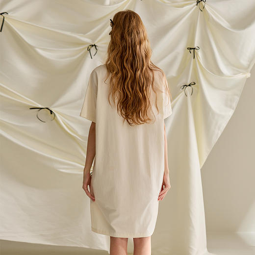 100%棉春夏季新款女士睡裙纯棉短袖睡衣裙 A-4379  芬腾 商品图3