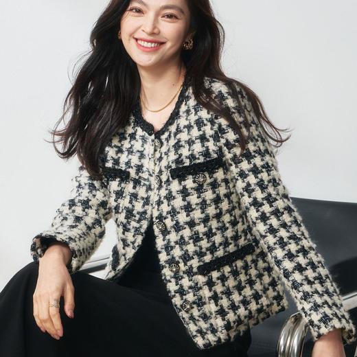 【高货sh】全新升级【铂金会员441/天猫599/差价158】(33515) 洛诗春季法式轻奢重磅绵羊毛编织千鸟格粗花呢小香风外套 商品图0