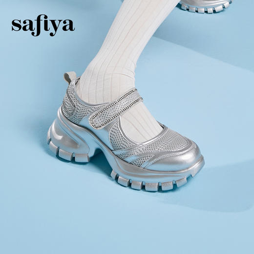 Safiya/索菲娅2025增高休闲烫钻一字带松糕厚底玛丽珍鞋SFD1111191 商品图3
