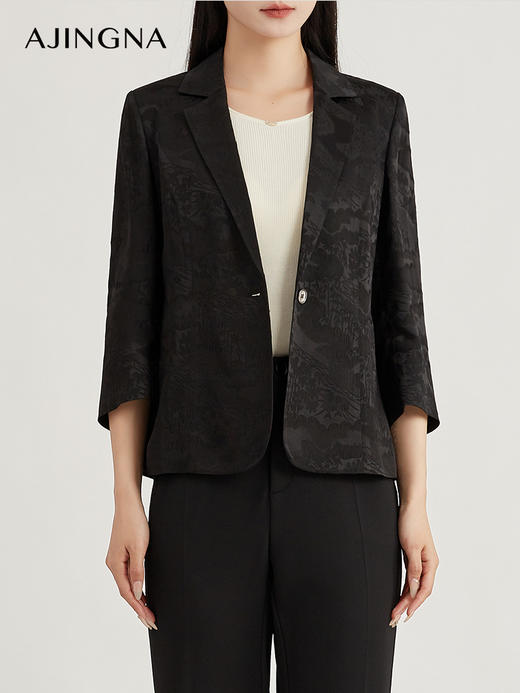 【商场同款】阿菁娜简约缎面醋酸珠光质感通勤西服A29X108038 商品图2