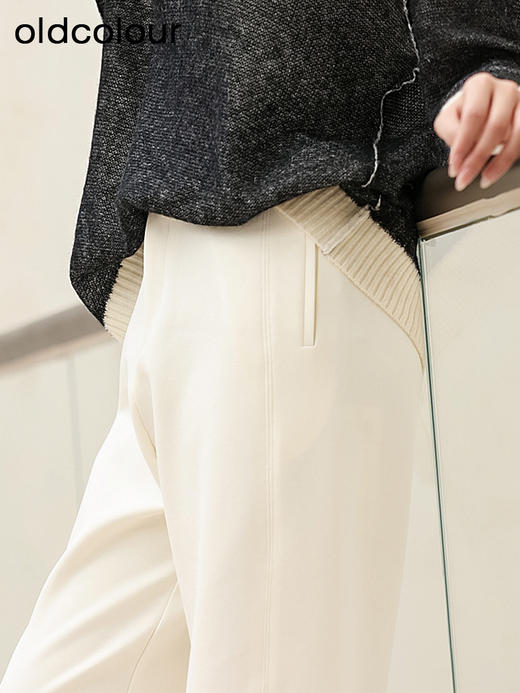 oldcolour春季新品时尚纯色气质百搭阔腿遮肉显瘦长裤女Q120708A1 商品图3