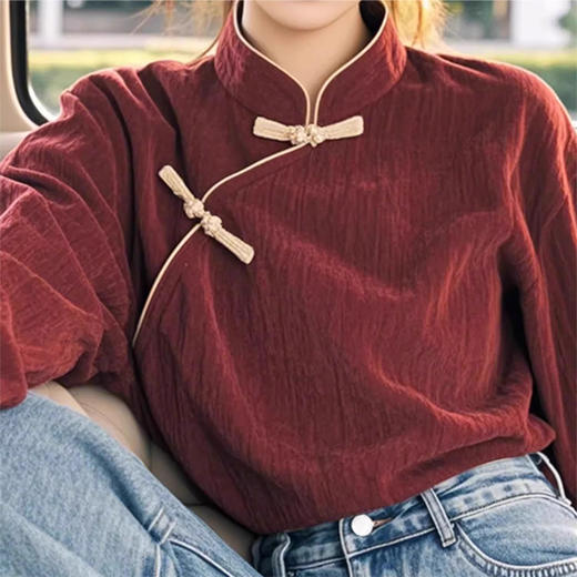 裁缝学苑AQ417新中式芯绒衬衫纸样女装新款小衫别致上衣版型样板 商品图2