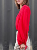TYNVIE 开衩袖V领真丝衬衫-红色 商品缩略图3