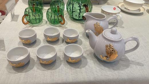 【样品清仓3折，样品仅1套】乾唐轩鱼跃龙门描金茶组（雪花白）（无原包装，介意慎拍） 商品图4