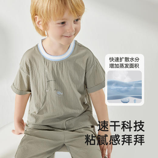 【商场同款】英氏儿童T恤夏季短袖吸湿速干男童T恤上衣2025新款 商品图1