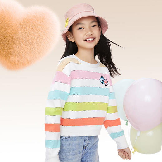 【实体店同款】女童彩虹多巴胺风长袖卫衣毛衣新款安奈儿童装AG414535 商品图1