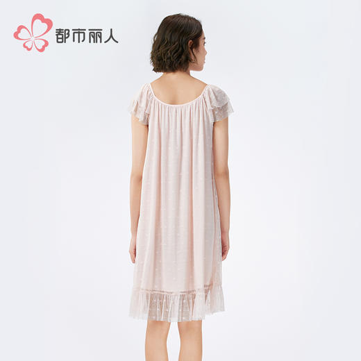 都市丽人女士特殊面料短袖裙薄针织网纱生活家居袖类LHH6D6 商品图3