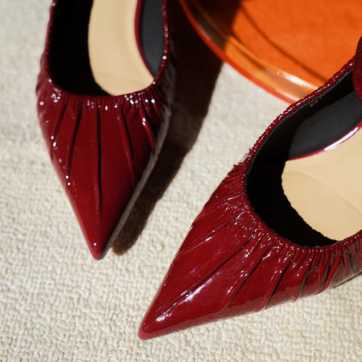 豪麟名鞋奥莱迪嘉女鞋玛丽珍鞋牛移膜革DJYYA51WP005酒红色  原价1660元 商品图4