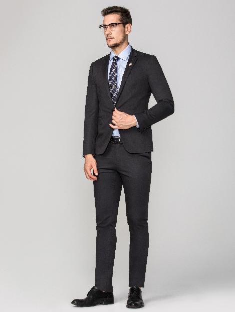 【299一套深灰商务套西】占姆士西服套装男士修身商务正装西装职业伴郎服新郎结婚礼服 商品图1