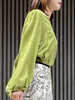 TYNVIE 开衩袖V领真丝衬衫-梨绿色 商品缩略图3