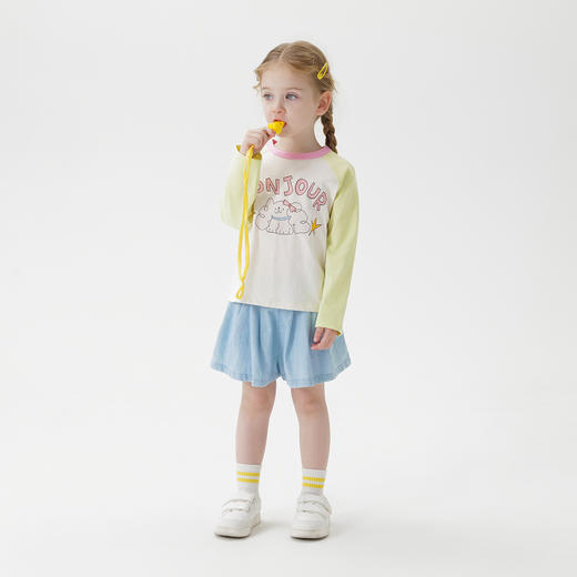 马克珍妮女童活力撞色插肩袖T恤 宝宝上衣2025年春装新款250235 商品图2