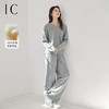 IC 秋冬休闲舒适通勤连帽羊毛针织衫长裤直筒裤套装 商品缩略图1