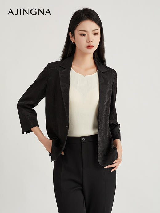 【商场同款】阿菁娜简约缎面醋酸珠光质感通勤西服A29X108038 商品图1