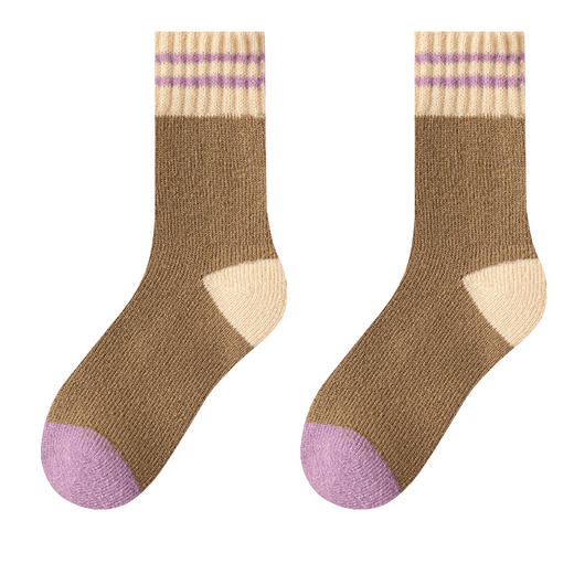 【10双更值❗️超暖防寒厚绒袜】轻柔软糯，告别寒冷，秋冬款紫色爱心保暖袜加厚款袜子女中筒袜冬季纯色毛圈袜 商品图7