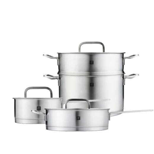 双立人ZW-C130 锅具套装 （深烧锅24cm+蒸笼24cm套装）+双立人ZW-C129锅具套装 (煎炒锅24cm+单柄炖锅16cm )【鲜知20.0】 商品图0