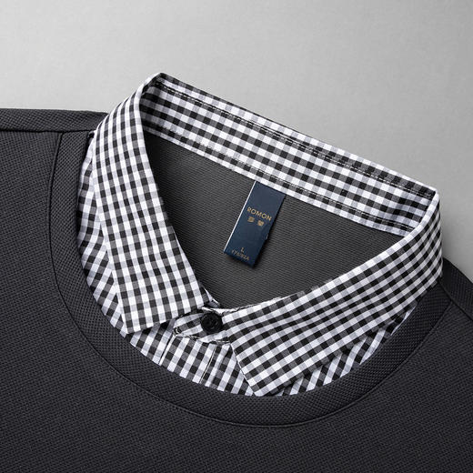 【肌理提花】罗蒙秋冬男士假两件针织衫男长袖衬衫百搭舒适男士时尚通勤针织衫 商品图4