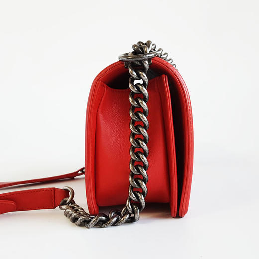 【95新】CHANEL香奈儿Leboy中号红色银扣菱格Leboy链条包单肩斜挎包女士现售价：9700！090125TJ22 商品图2
