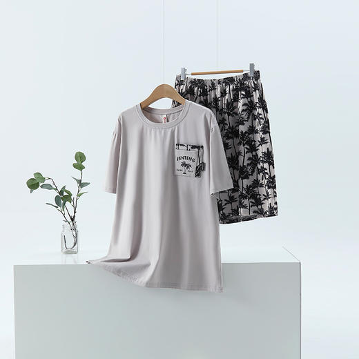 芬腾睡衣男士夏季短袖短裤套装夏天男款大码宽松可外穿家居服套装 商品图0