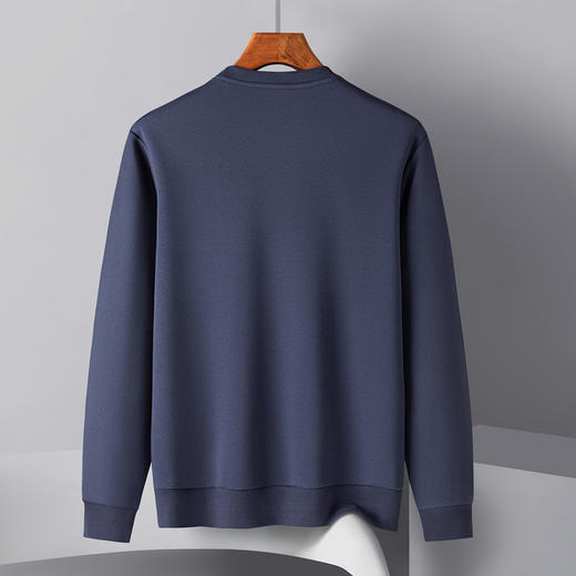 【含桑蚕丝】罗蒙男士百搭卫衣男撞色胸标男士卫衣舒适长袖休闲圆领男卫衣 商品图4