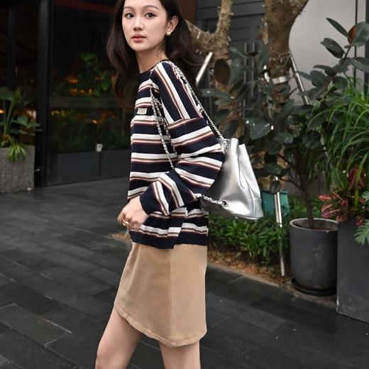 顺丰包邮洛诗琳40450高级感卡其色拼接设计小A字半身裙656 商品图3