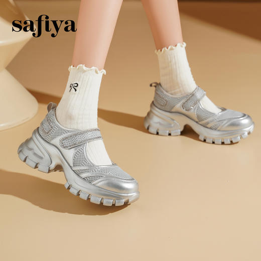 Safiya/索菲娅2025增高休闲烫钻一字带松糕厚底玛丽珍鞋SFD1111191 商品图8