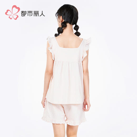 都市丽人女士棉质背心套装薄针织提花生活家居袖类LHH2D5 商品图6