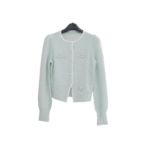 MAXRIENY精致优雅感针织外套女2024秋冬新款豆绿色针织外套开衫(货号:MF85SW504) 商品图0