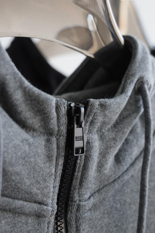 H.B 小方块 全棉毛圈拉链连帽帽衫卫衣 WY890 商品图4
