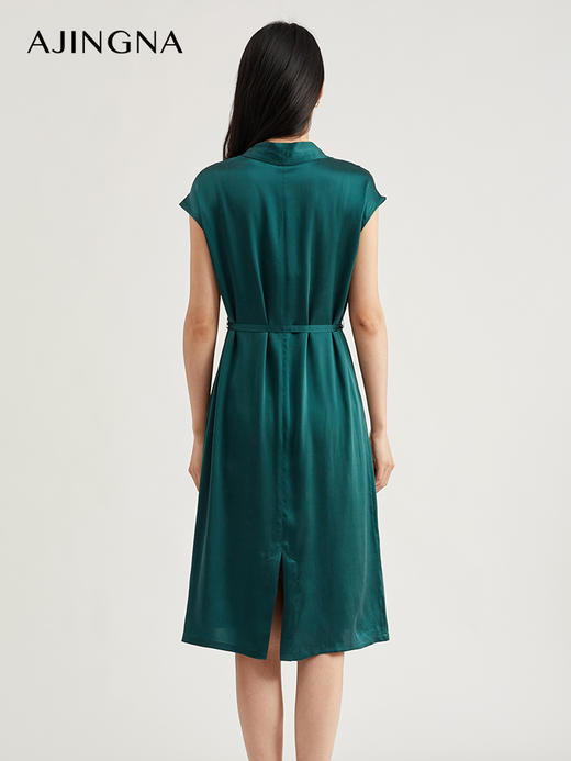 【商场同款】阿菁娜桑蚕丝气质V领收腰高级感连衣裙A29X112131 商品图4