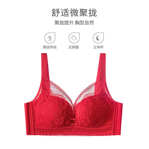 熳洁儿 大胸显小BC杯薄款蕾丝文胸防下垂收副乳22761529 商品图0