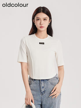 oldcolour春夏新品时尚气质鱼骨感中袖T恤女Q140212A1
