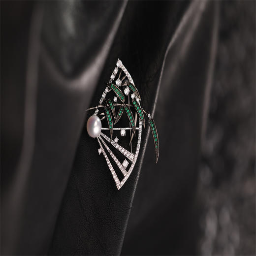 阮仕竹系列 合金 淡水珍珠胸针 9-9.5mm 扁圆  BHG14324ZD 商品图1