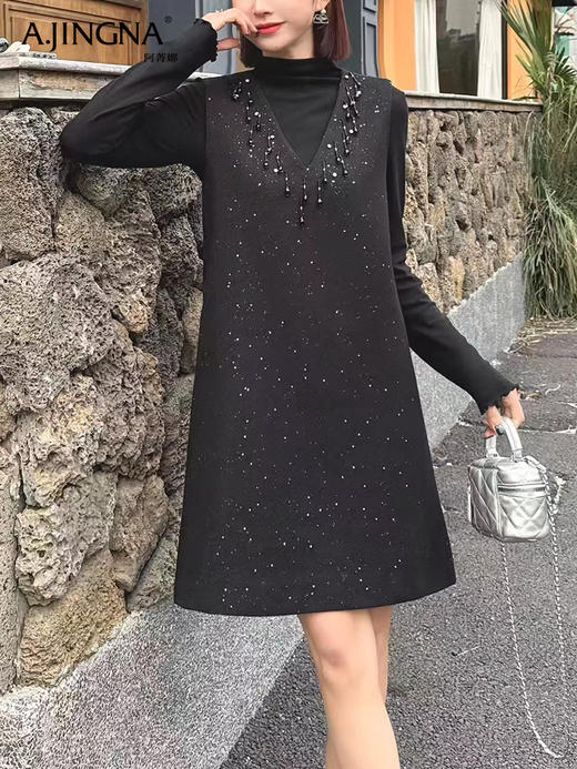 【浪漫优雅】阿菁娜高定手工钉珠亮闪套装礼服裙F30C230001 商品图1