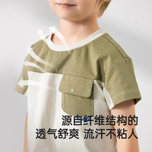 英氏儿童T恤上衣夏季短袖透气男童休闲T恤套头衫百搭2025新款T恤 商品图2