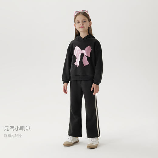 马克珍妮女童蝴蝶结撞色喇叭裤 儿童裤子2025年春装新款250266 商品图3