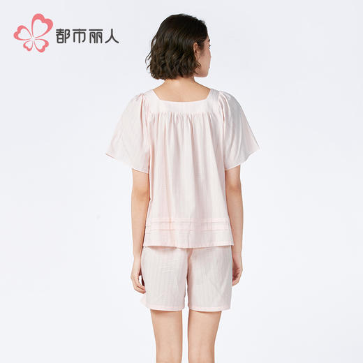 都市丽人女士梭织棉短袖套装薄梭织提花生活家居短袖类LHH2F6 商品图3