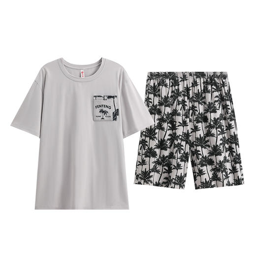 芬腾睡衣男士夏季短袖短裤套装夏天男款大码宽松可外穿家居服套装 商品图1