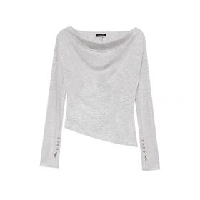 灰色丝绢柔肌多穿式针织上衣