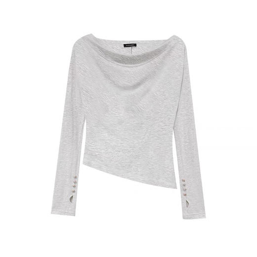 灰色丝绢柔肌多穿式针织上衣 商品图0