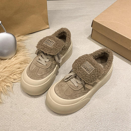 【HF】无忧购“清仓福利”韩版miu系百搭休闲保暖毛绒绒增高小板鞋Q71（截单后7天发货) 商品图3