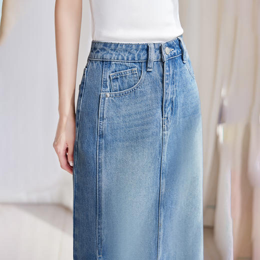 IC休闲开衩直筒牛仔半身裙女通勤百搭气质宽松裙子 商品图4